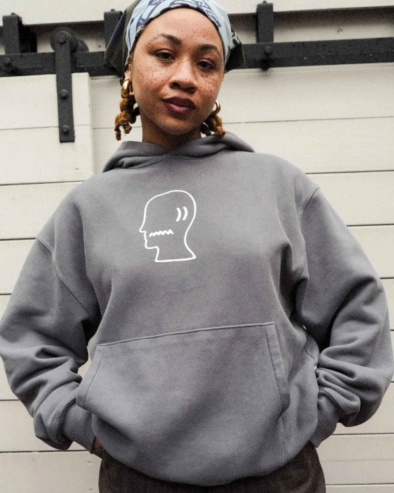 Brain Dead Logohead Hoodie - Slate - Image 4