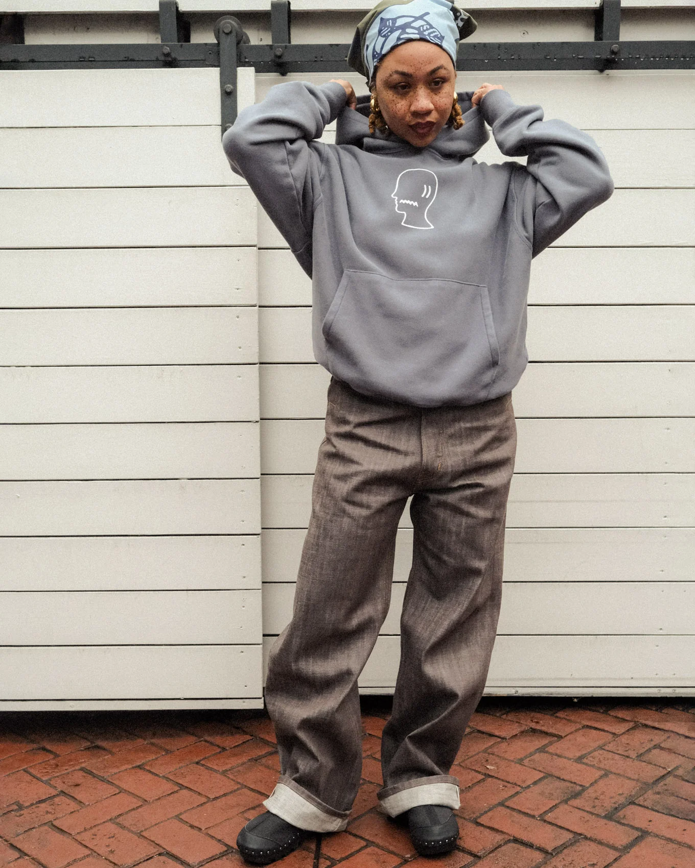 Brain Dead Logohead Hoodie - Slate - Image 5