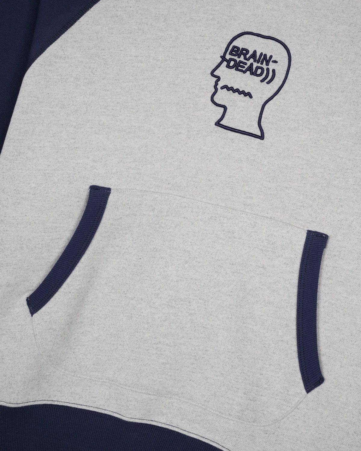 Fleece Logo Head Raglan Hoodie - Oatmeal/Navy - Image 4