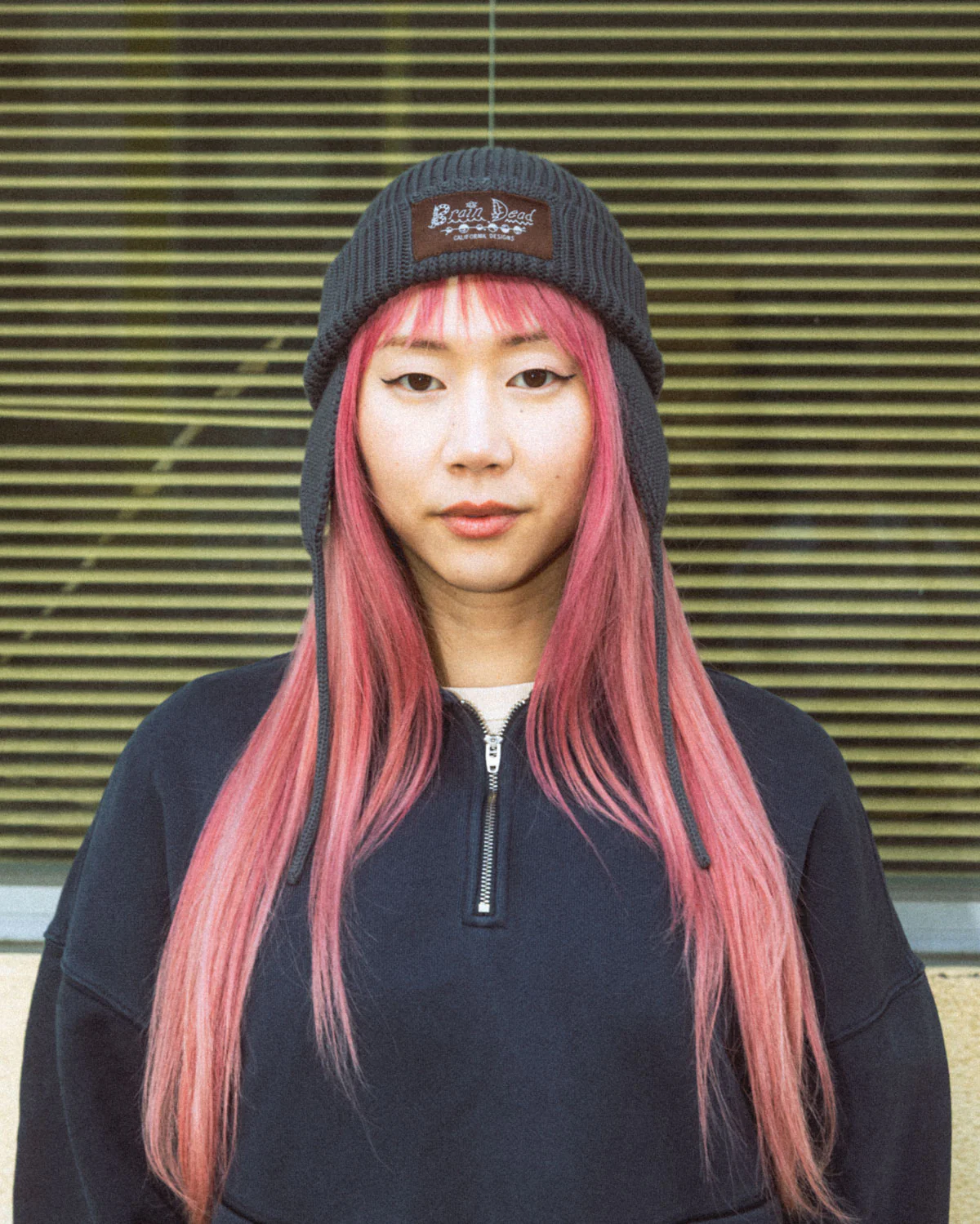 Knitted Ear Flap Beanie - Black - Image 7