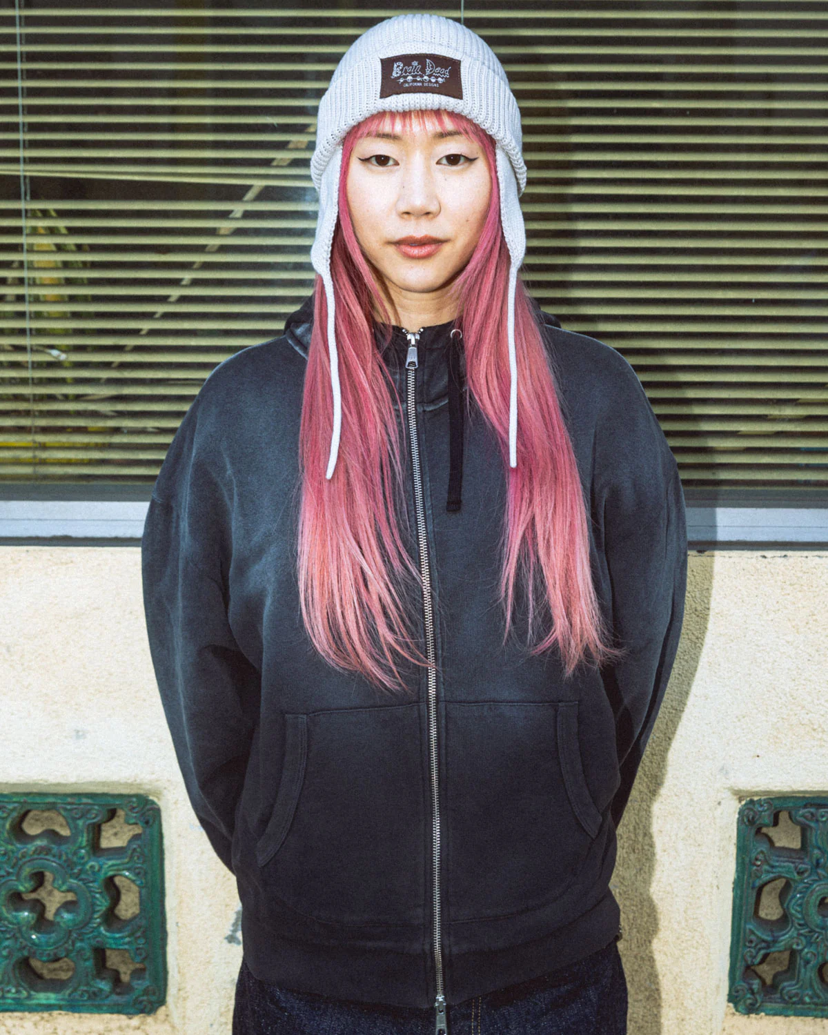 Knitted Ear Flap Beanie - Natural - Image 6