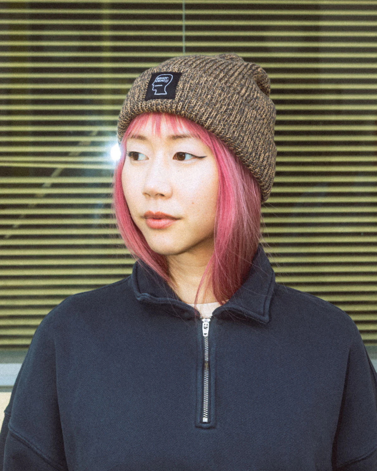 Marled Cotton Logohead Beanie - Brown - Image 4