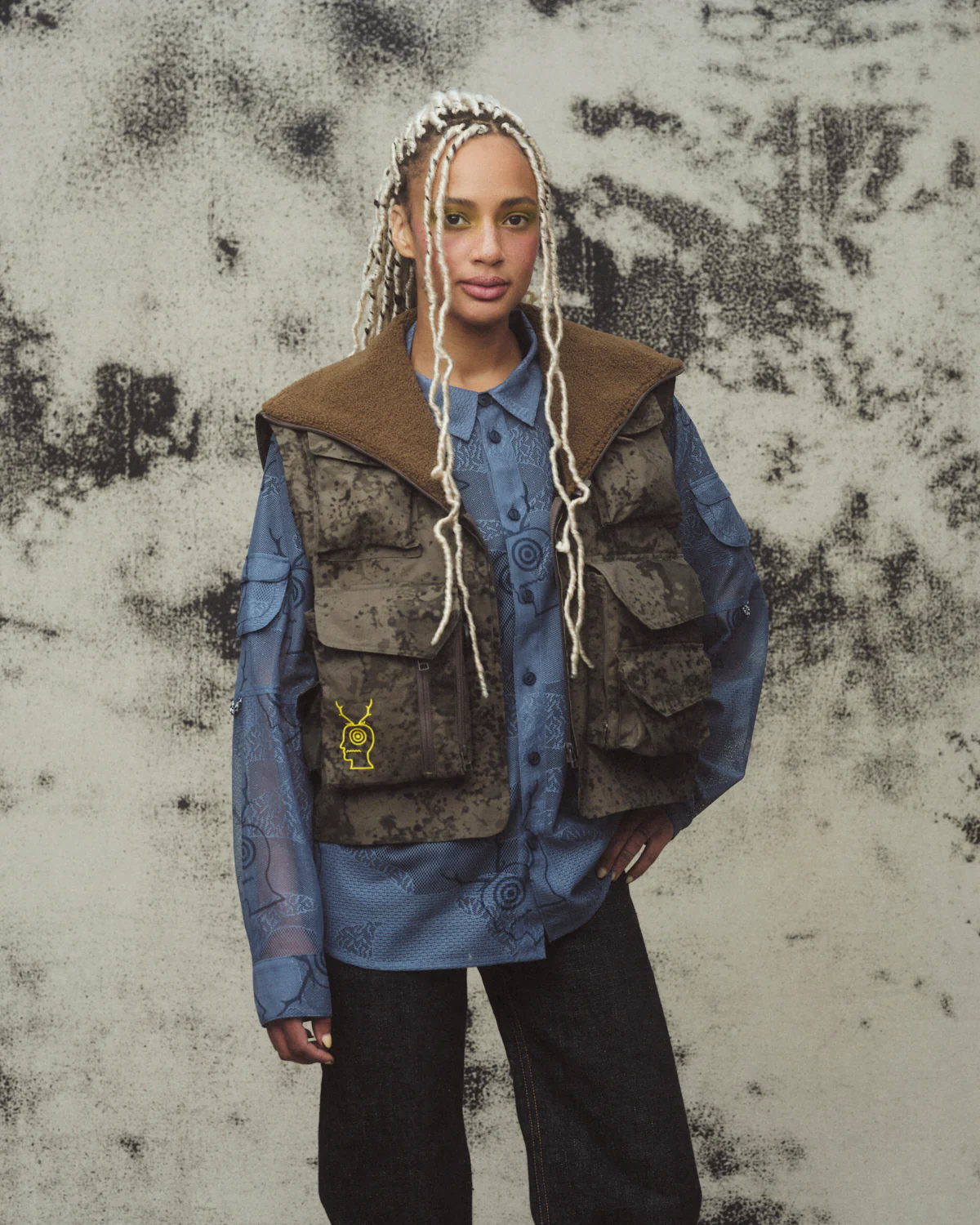 Brain Dead x South2 West8 Engineered Mesh Fishing Button Up Shirt - Slate - Image 6