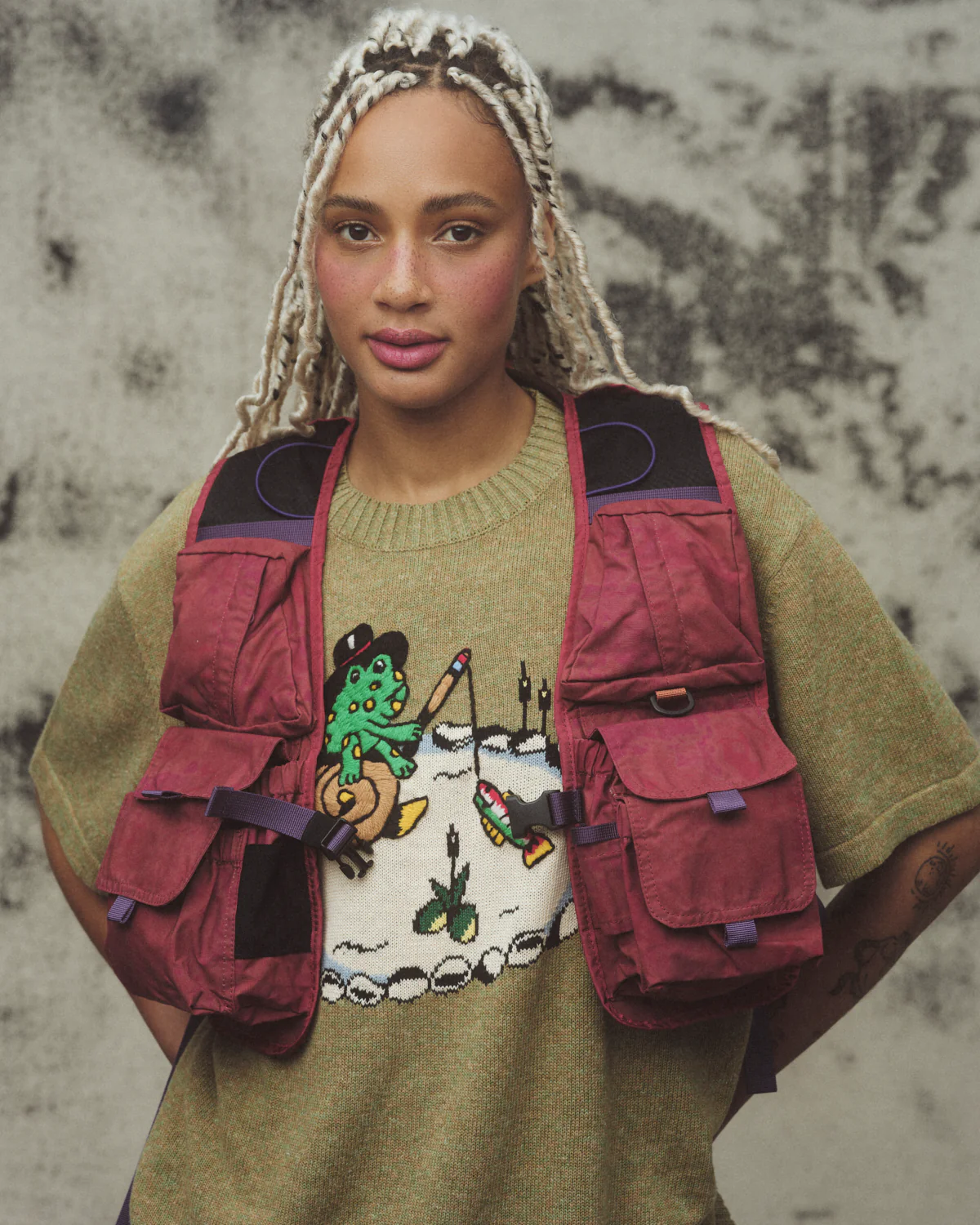 Brain Dead x South2 West8 Fishing Vest Pack - Pink - Image 6