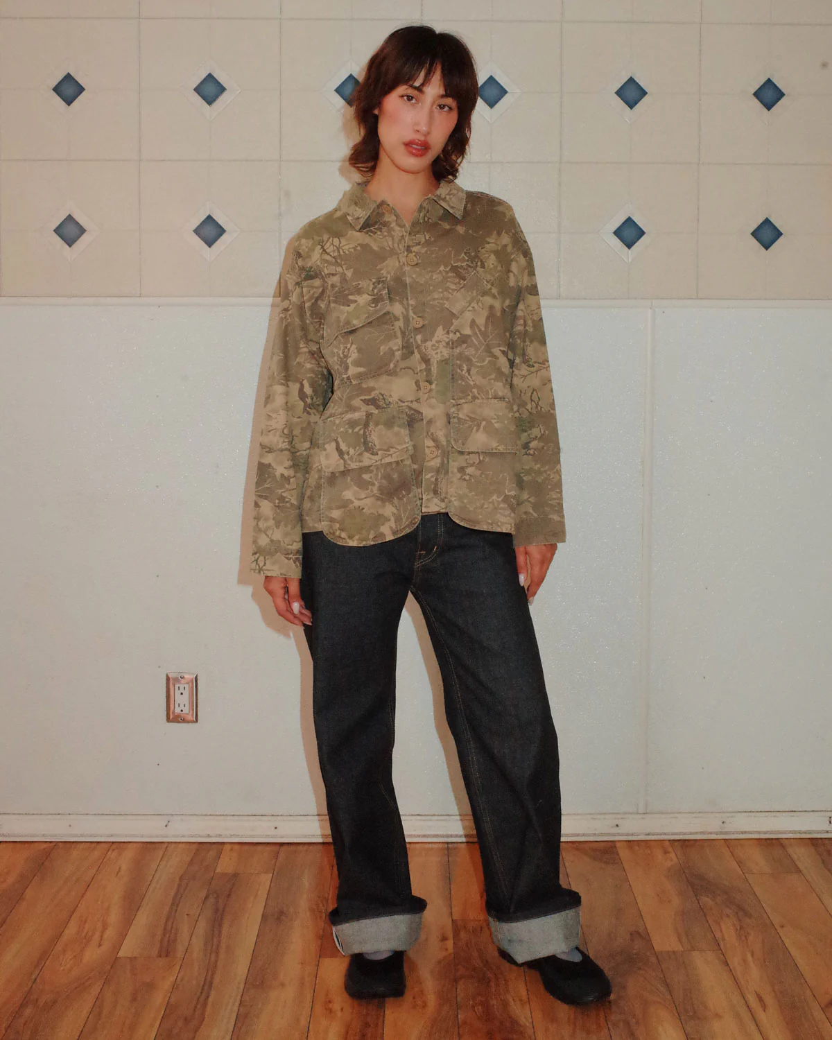 Twill Military Shirt Jacket - Leaf Camo - Image 4